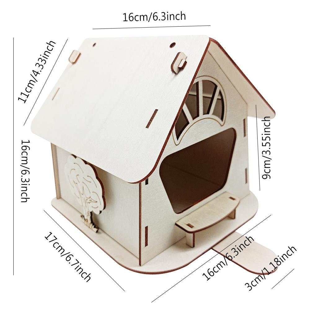 Wooden Bird House Feeder & Nest - Natural Garden Decoration with Bird Cage Villa and Parrot Swing for Outdoor Wildlife