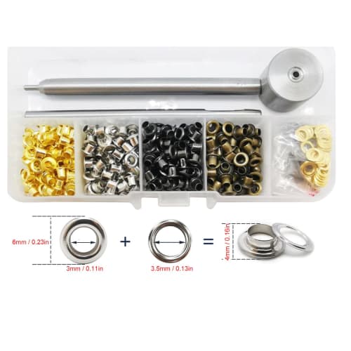 400-Piece 3mm Plated Copper Metal Grommet Kit with Storage Box for Clothing Repair