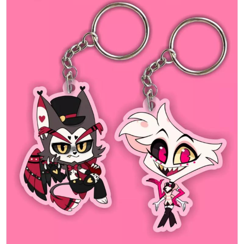 Acrylic Key Buckle for Alastor Lucifer Charlie Vaggie Husk Angel Dust Vox Anime Cartoons Acrylic Key Chain Pendant Birthday Gift