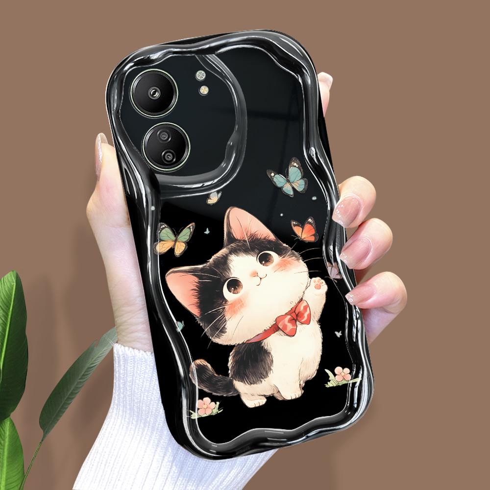 Cute Cartoon Pattern Cream Texture Casing Wavy Edge Soft Silicone Cover Phone Case for Xiaomi Redmi
