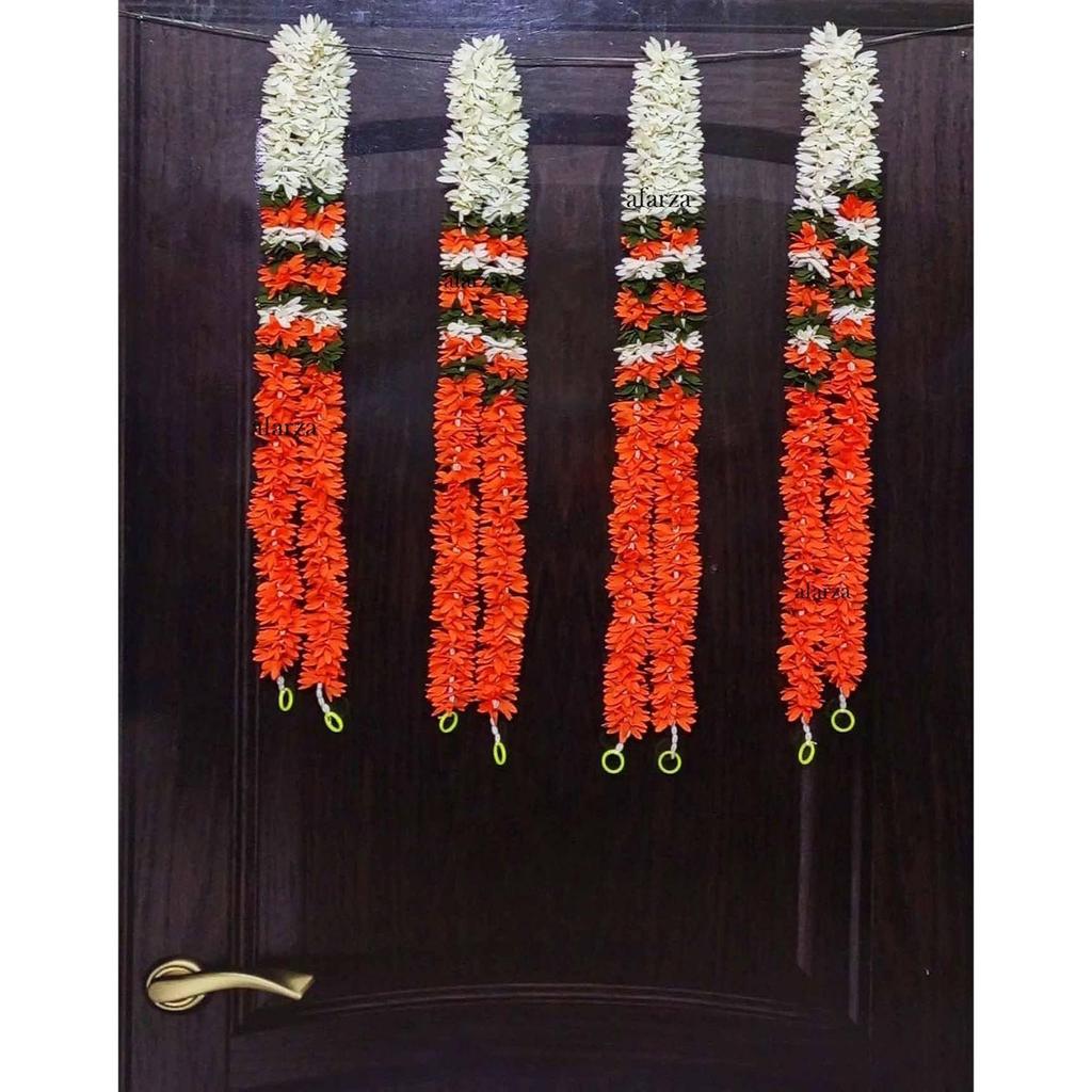 Artificial Flower Garland Toran for Door Entrance Home Decoration Hanging 4 Pieces 5 Feet (p-orange-white)