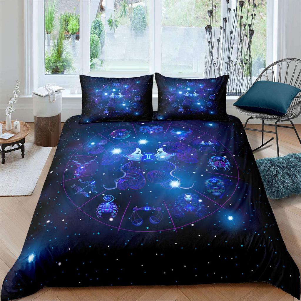 Set Copripiumino Costellazione Modello Dorato Copripiumino Segni Zodiacali Cielo Stellato Animale Dimensioni Queen Coperta Trapuntata Per Ragazzo Uomo