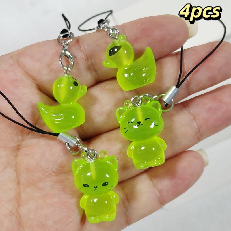 Cute Glow In The Dark Cat Keychain Resin Mobile Phone Pendant Bag Charm Backpacks Purses Pendant Party Gift