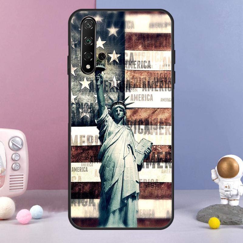 America Flag Statue of Liberty For Huawei Nova Y72 Y61 Y91 Y73 Y90 Y70 Y60 12s 12i 11i 8i 9 10 SE P60 P30 Pro P40 Lite Case