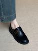 Cowhide version~ platform loafers women's spring and autumn 2025 platform single shoes black one-pedal British style small leather shoes