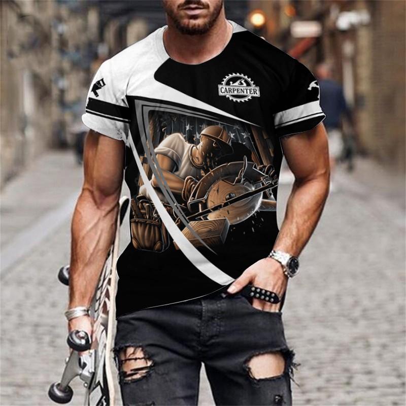 

3D Print Cospaly Carpenter Tshirt For Men New In Short Sleeve Tee Shirts Clothes Mens Plus Size Workwear Uniform T Shirts XL
