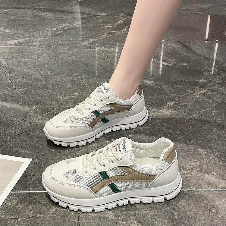 White Shoes for Women  New Spring and Summer Mesh Surface Breathable Shoes Casual All-Matching Sneaker Ins Board Shoes Cortez