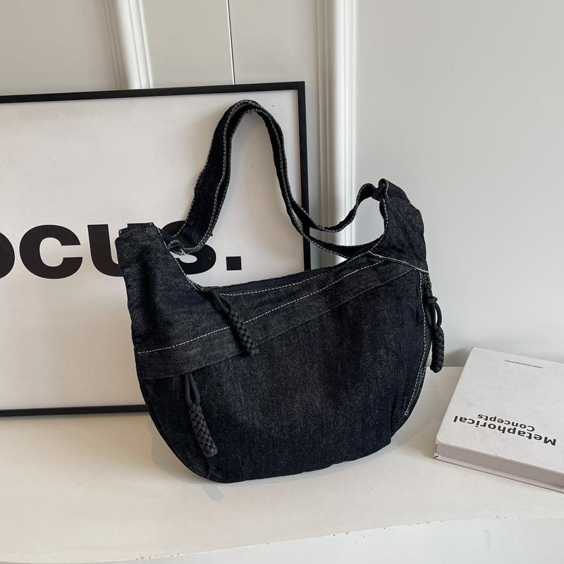 

Джинсовая городская простая сумка большой вместимости женская сумка-мессенджер женская сумка-пельмень чёрный