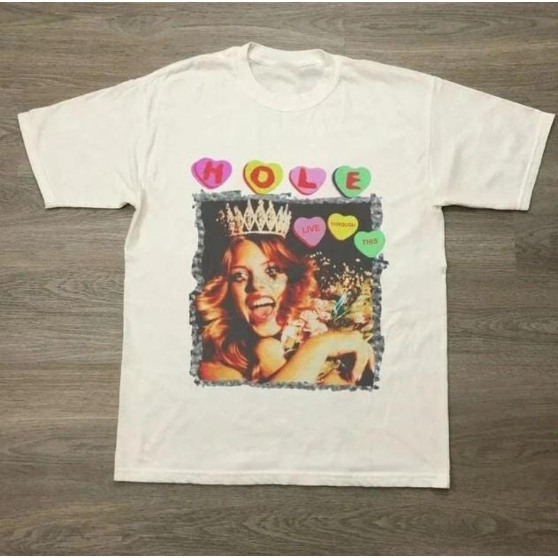Hole Band Classic Tshirt 90s Band Tshirt Summer New Retro Unisex Casual Y2K Tshirt S