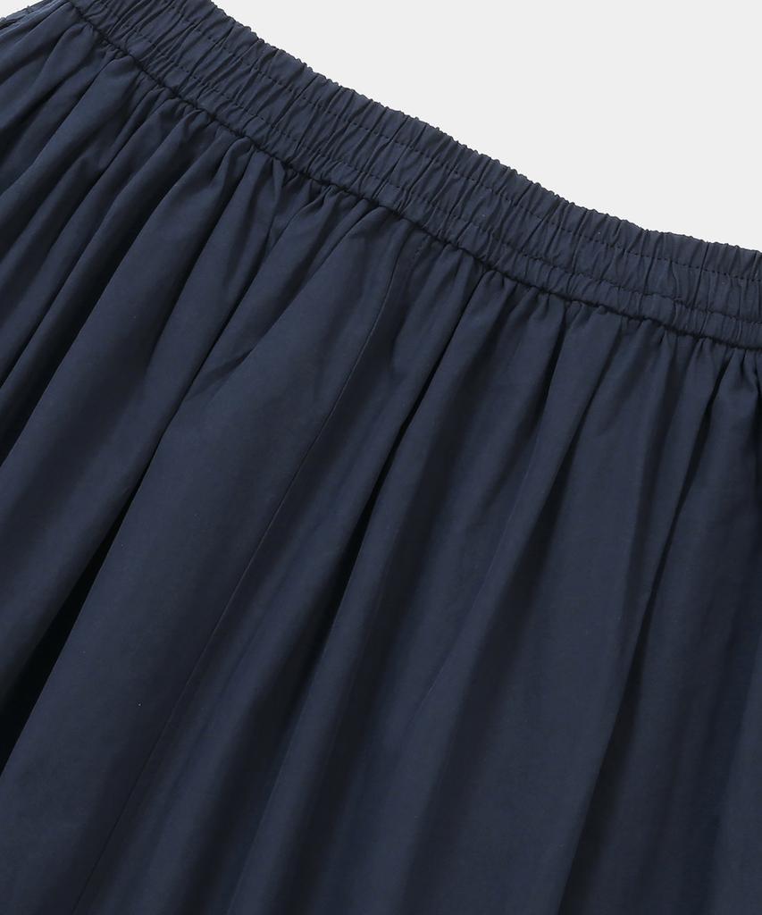 COLUMBIA UNIVERSITY All-Round Pleats Cotton Long Skirts Crown Navy