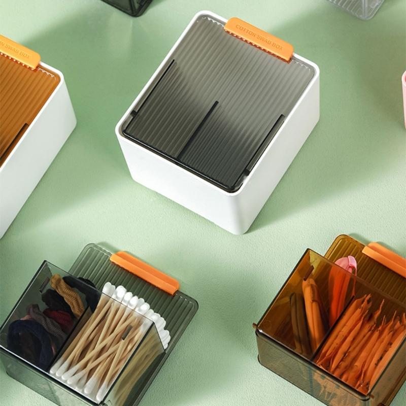 Small Jewelry Holder Box Plastic Material Wall Mounted Storage Box Dustproof Bathroom Organizer for Cotton Swabs Makeup
