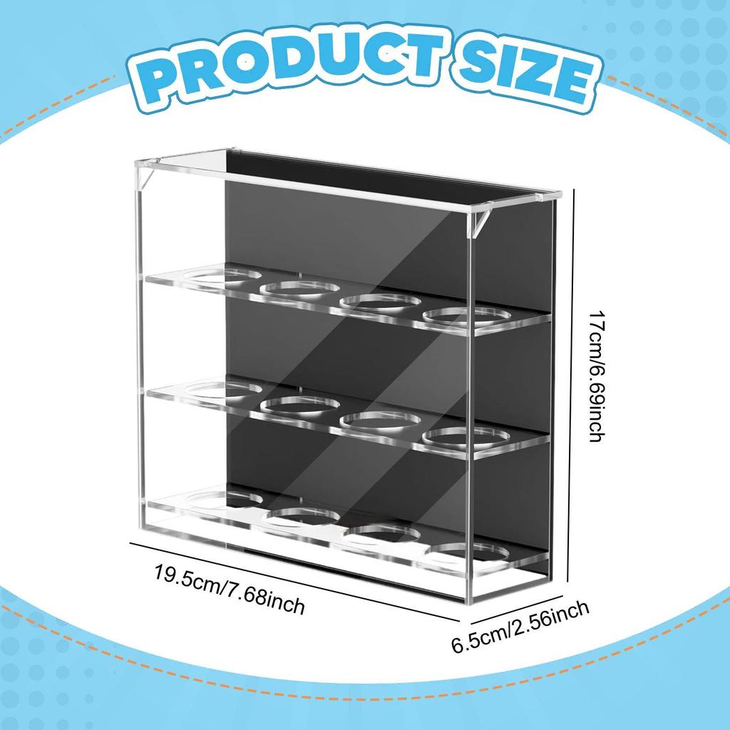 Acrylic Golf Ball Display Case 3 Tiered Collectibles Organizer, Office 12 Holes Transparent Pingpong Ball Holder Cabinet Shelf