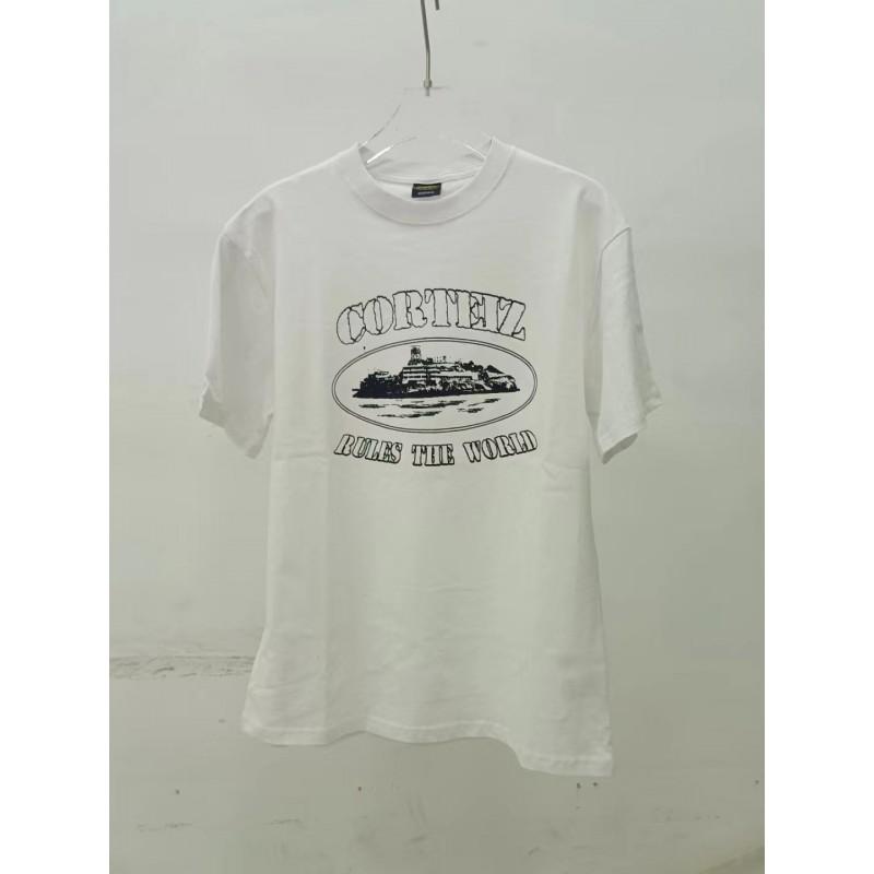Devils Island Letter Print T-Shirt Men Women Loose Fit Casual Streetwear Short Sleeve Tee