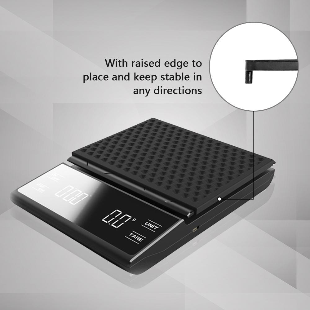 Kávová váha s časovačem Digitální kuchyňská váha LED displej Funkce tárování 3000 g/ 0,1 g Přenosný
