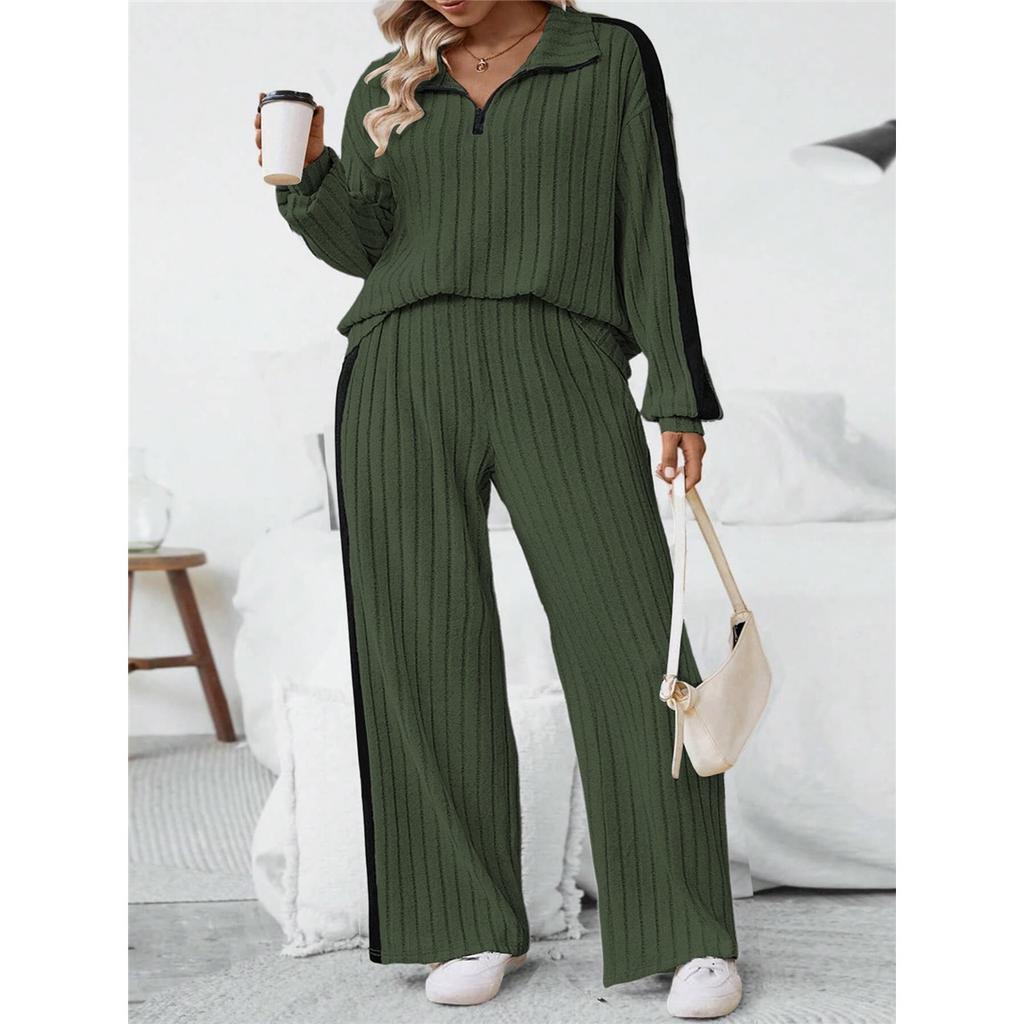 Women's Plus Size Casual High-end Design Sweatshirt Wide-leg Pants Two-piece Set