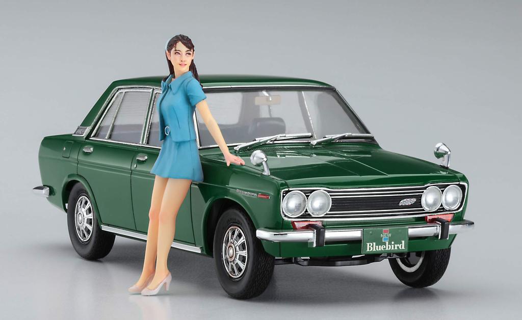 Hasegawa Datsun Bluebird 1600SSS Girls Figure Plastic Model SP477 1/24 W/60s