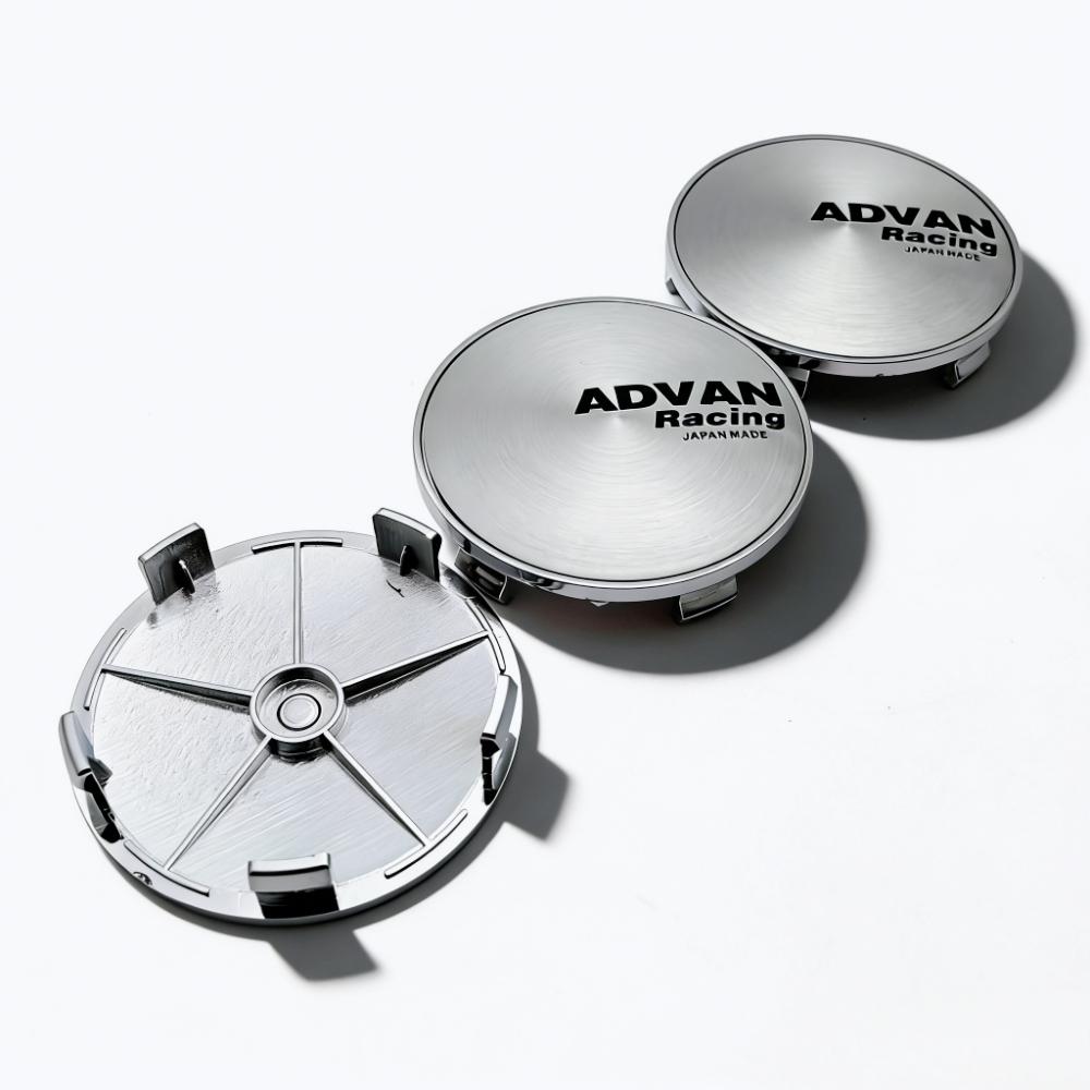 4pcs Silver Black Advan Racing Logo Emblem Car Wheel Center Caps 68MM 63MM Wheels Hub Cap Rim Hubcaps Dust Cover Car Accessories