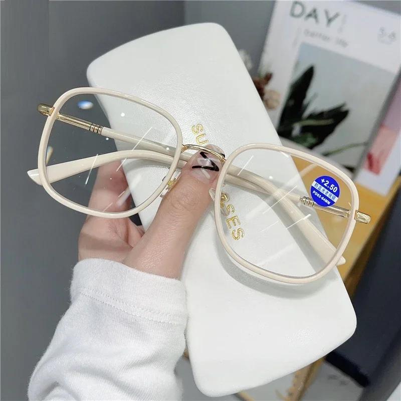 

Women Fashionable Anti Fatigue Reading Glasses Large Frame Anti Blue Light Presbyopia Glasses High Definition Far Sight Eyewear 2.0