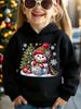 Children Christmas Hoodie Autumn Winter Holiday Sweatshirt Cartoon Snowman & Xmas Tree Print Casual Party Pullover Tops