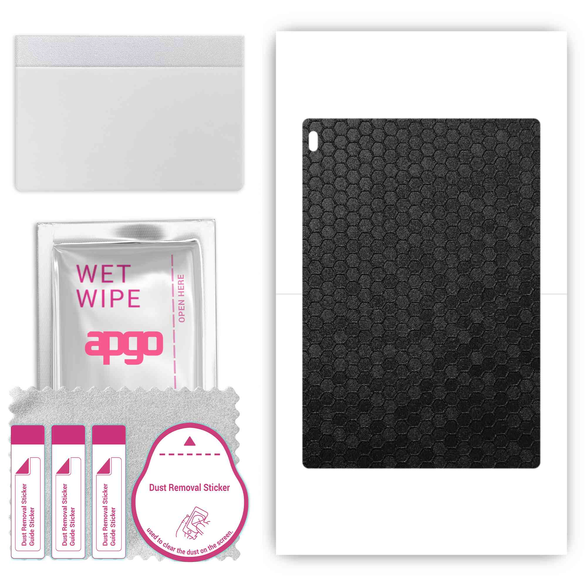 

apgo skin sticker film foil vinyl for the BACK compatible with Lenovo Tab 4 10, scratch-resistant, easy to install - Black Honeycomb