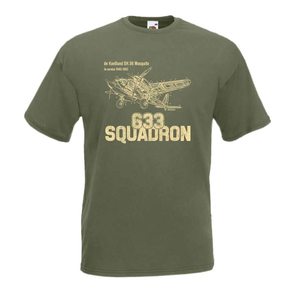 

633 Squadron T-Shirt De Havilland Mosquito Plane WW2 Blueprints Birthday Gift Unisex T-Shirt L