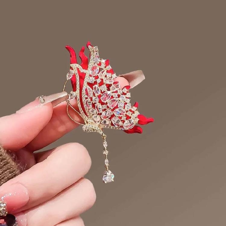 Crystal Rhinestones Butterfly Brooch Fashionable Evening Wear Lapel Pin Clothing Accessories Social Event Jewelry