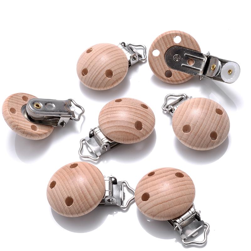 5Pcs/Lot New Arrival Lovely Wooden Pacifier Clip Natural Beech Wood Accessories for Baby Handmade Dummy Clips Pacifier Chain