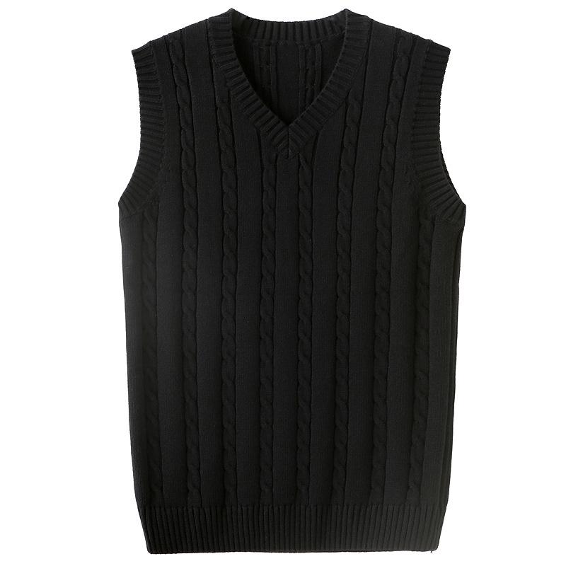 Men's Wool V-Neck Vest - Sleeveless, Thick Knitted Waistcoat for Fall/Winter