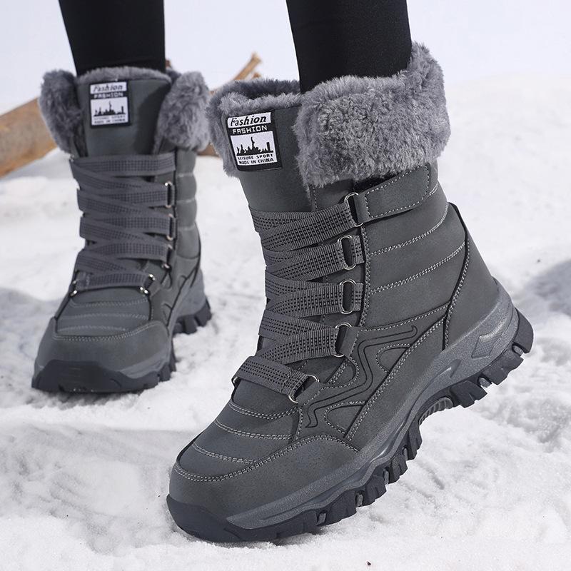 Large size cotton shoes snow boots winter warm medium boots piled thickened outdoor mountaineering boots