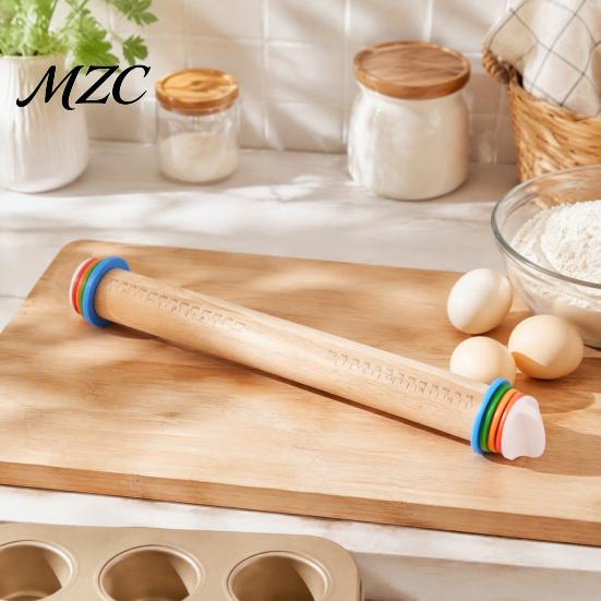 Precision Control Roller for Dough Rolling Pin with Thickness Rings, Ergonomic Measurement Markings Kitchen Tool, Lightweight Pizza Crust Non-Stick
