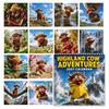 Large Grid Appointment Book 2027 Highland Cow Wall Calendar, 12-Month Adventure Themed Planner with Spiral Durable Coil Binding Calendar Binding,