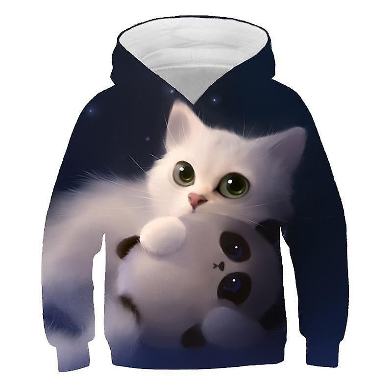 

Girls 3D Animal Cat Hoodie Long Sleeve 3D Print Fall Winter Cute Adorable Kids 3-13 Years Outdoor Daily Regular Fit 110cm