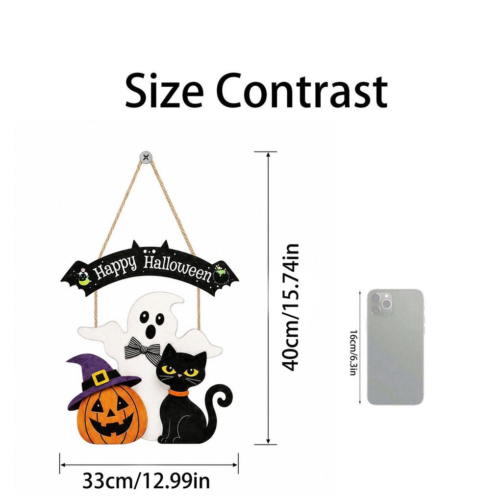 Halloween Welcome Sign with Pumpkin Design for Front Door Wall Hanging Decor