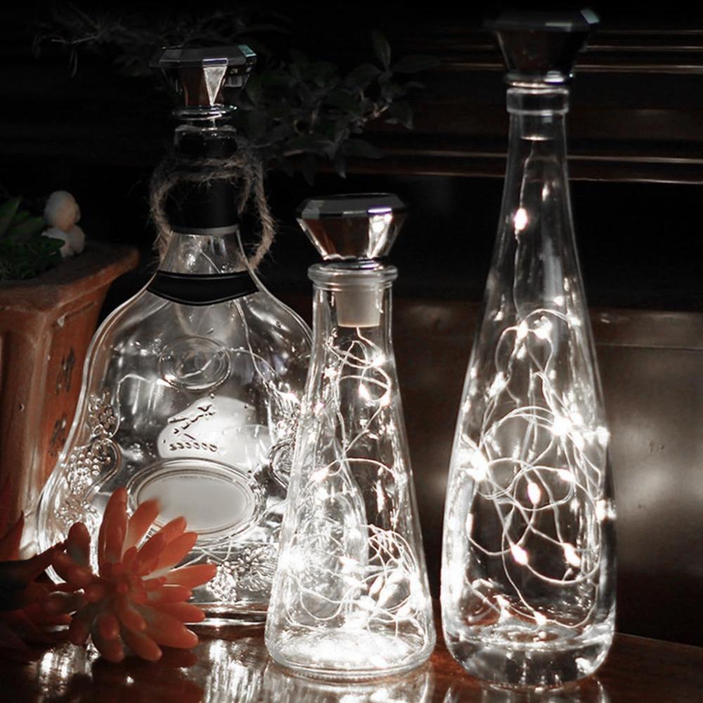 6Pcs Solar Bottle Lights Outdoor Waterproof Wine Bottle Lights 2M 20 LED Copper Wire Fairy String Lights Auto On/Off for Wedding Christmas Party