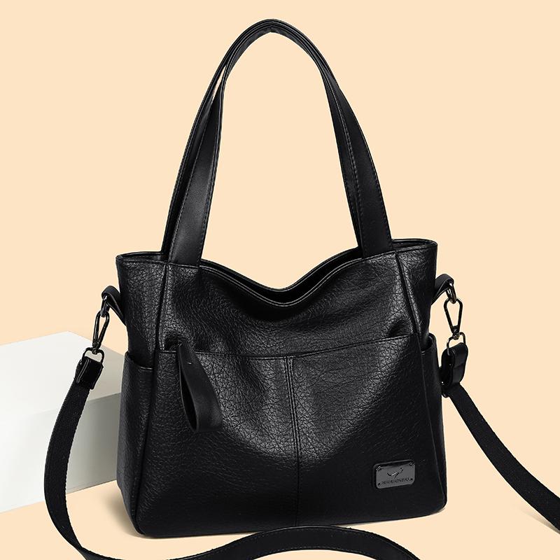 Women's PU Tote Bag Vintage Large Capacity Underarm Shoulder Bag Handbag
