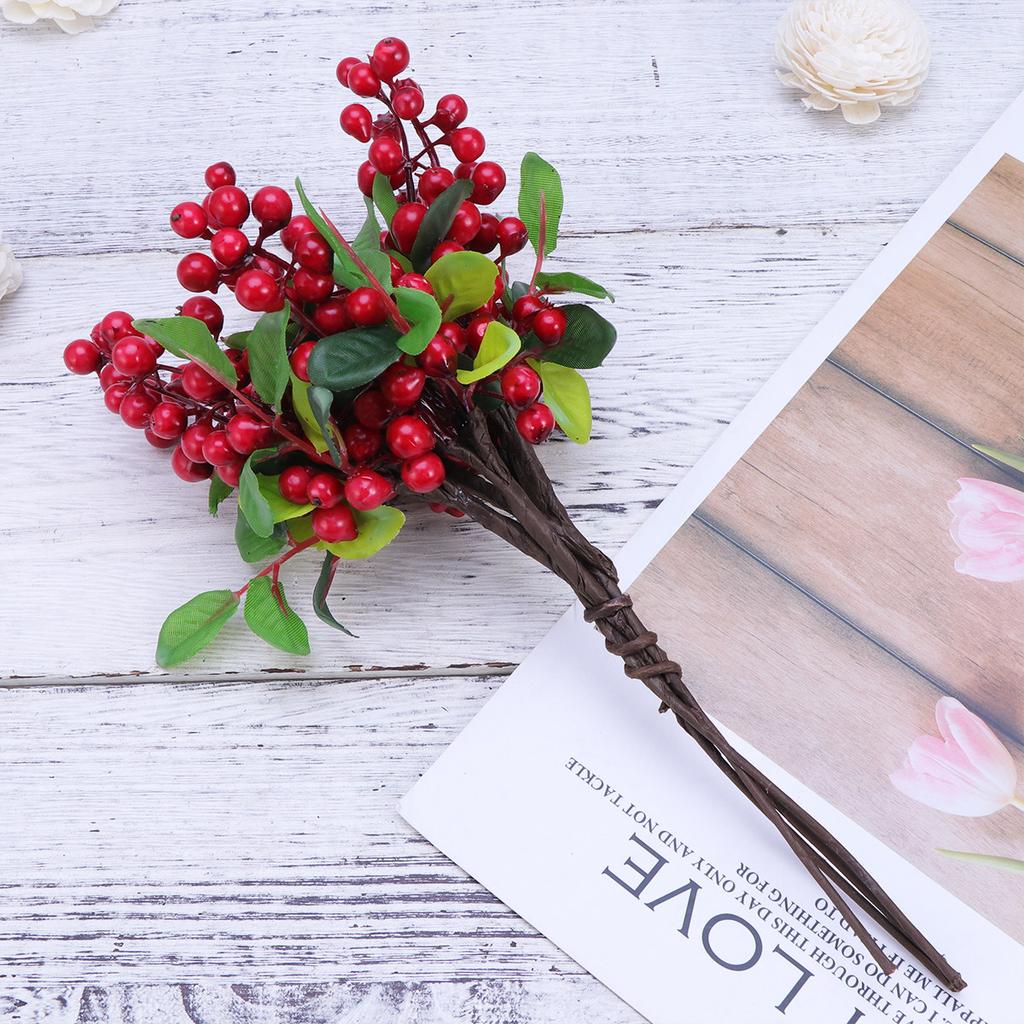 12Pcs Lifelike Simulation Berries Red PVC Christmas Ornaments for Tree Decor Home Party Birthday Baby Shower Wedding DIY Craft