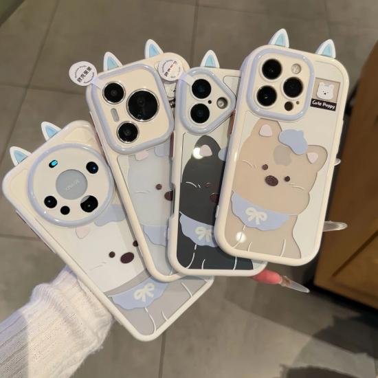 West Highland Ear Style Apple 16 Pro Cute Cream Case Transparent iPhone 15 Pro Phone Case Full Coverage New Model