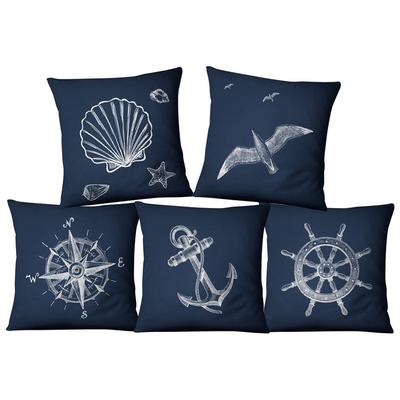 Compass Nautical Style Cushion Marine Style Linen Pillow