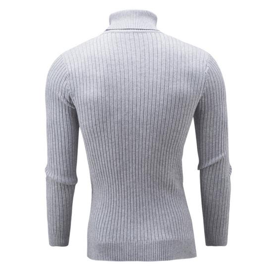 Casual Men Autumn Solid Color Turtle Neck Ribbed Twist Sweater Bottoming Shirt