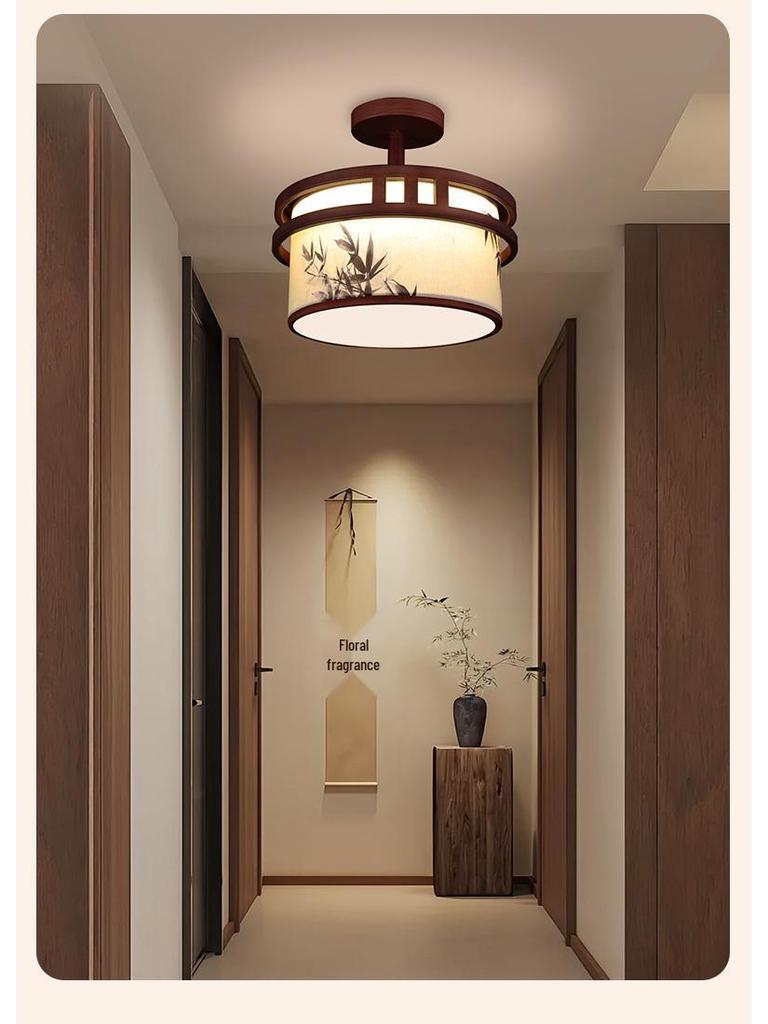Song Dynasty Bamboo Leaf Zen Ceiling Light for Living, Dining, Bedroom, or Study.