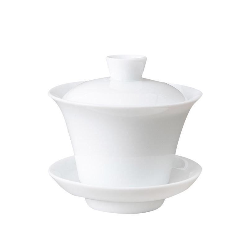 Blue and White Ceramic Gaiwan Tea Set - Three-Talent Bowl, Tasting Cup, and Brewing Device with Lid