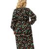 Plus Size Xl -5xl New Fashion   Summer Women Long Sleeved Floral Split Dress Black Dresses Mother Clothes