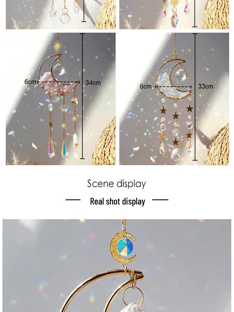 Natural Amethyst Green Crystal & Rose Quartz Moon Hourglass Star Sun Catcher Pendant