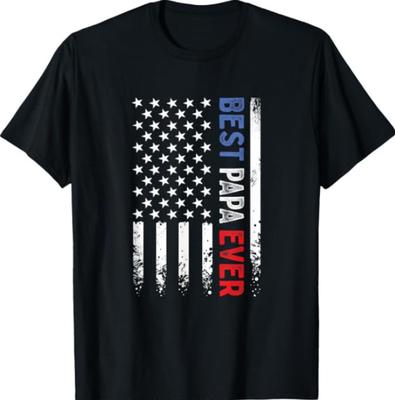 Father's Day Best Papa Ever with US American Flag T-Shirt