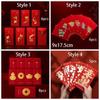 5/6/8pcs Traditional Red Packet Paper Luck Pocket New Year Blessing Red Envelope  Chinese Wedding