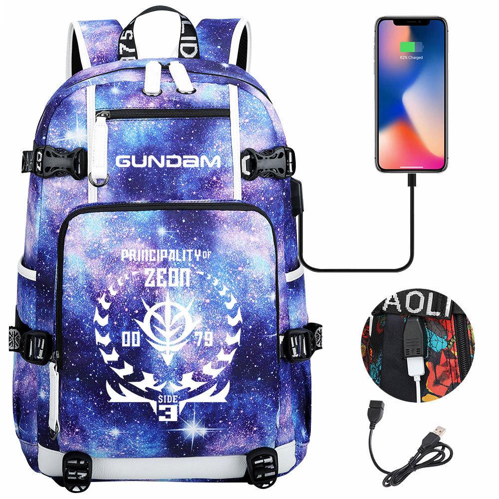 Nuovo Zaino Scolastico Stampato Mobile Suit Gundam per Studenti Adolescenti Uomo Donna Zaino da Viaggio Grande Capacità per il Tempo Libero
