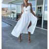 BITCED Women's Fashion Summer Spring Solid Color Print V-Neck Sleeveless Casual Dresses