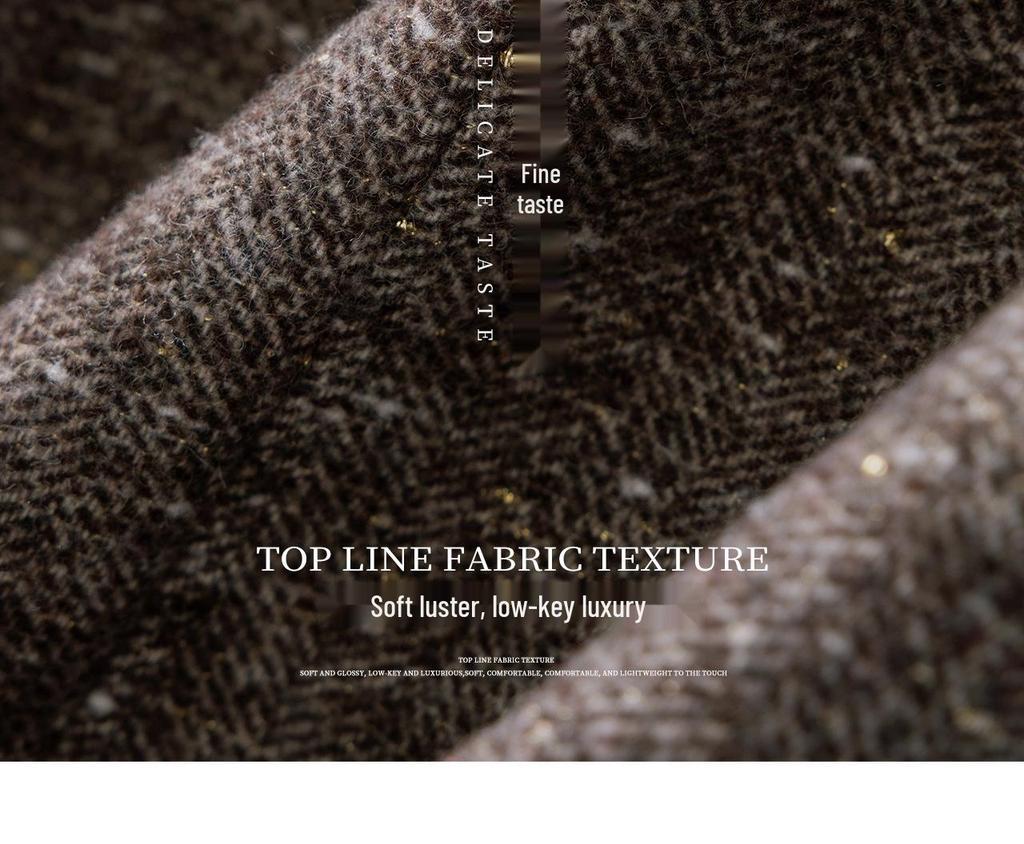 Kadınlar İçin Taşlı Yaka, Şık Sosyetik, Altın İplikli Balıksırtı Yün Elbise