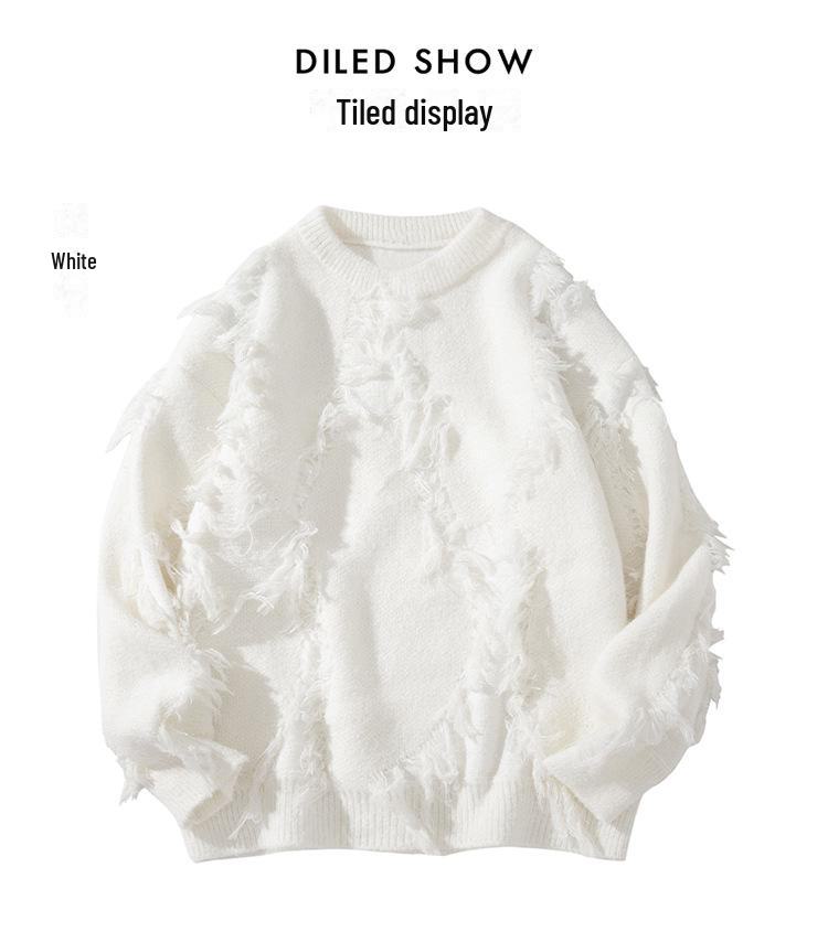 Męski sweter pulower z okrągłym dekoltem - Jesień/Zima 2024, Modny luźny krój, Styl lazy, 688P51