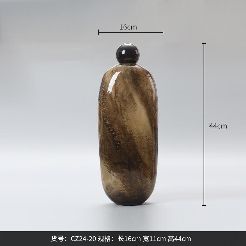 Glass Vase Oval Pebble Ball Cap Marbling Geometric Ware Terrarium Floral Arrangement Accessories Flower Vase Home Decoration